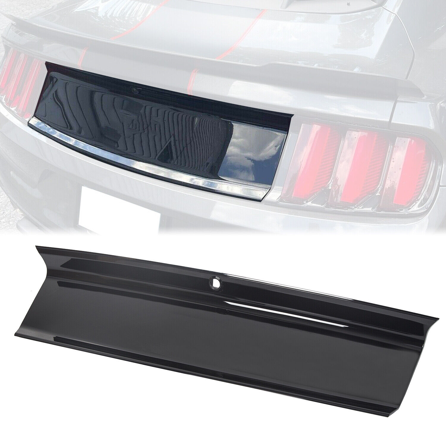 For 2015-2023 Ford Mustang GT Gloss Black Rear Trunk Decklid Panel Trim Cover