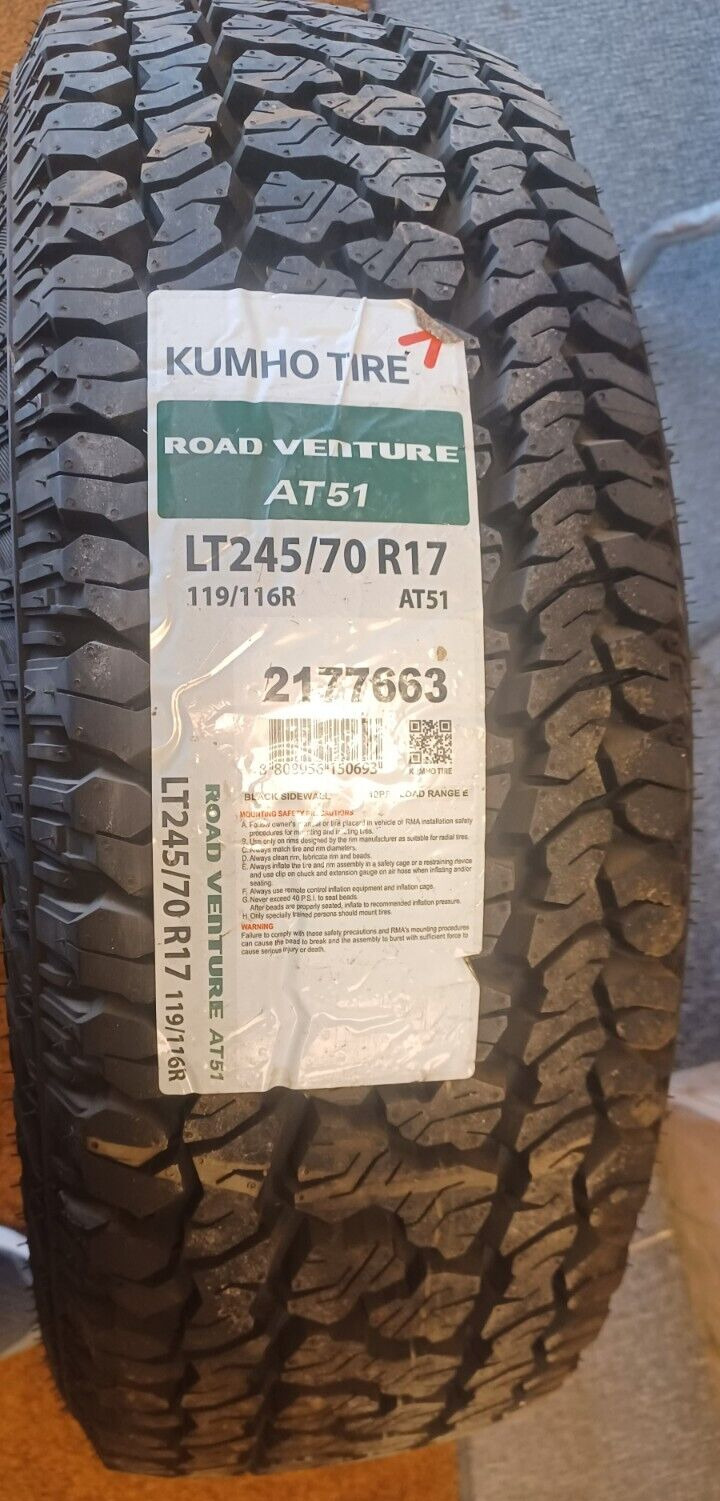 Kumho Road Venture AT51 LT245/70R17 tire. Like new