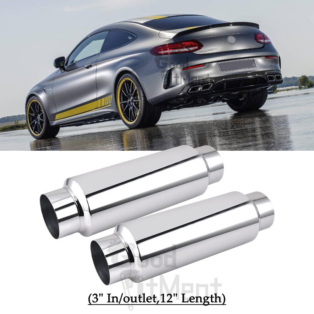 For Mercedes Benz C63 AMG 2x 3\'\' Inlet Outlet Muffler Resonator Exhaust 12\