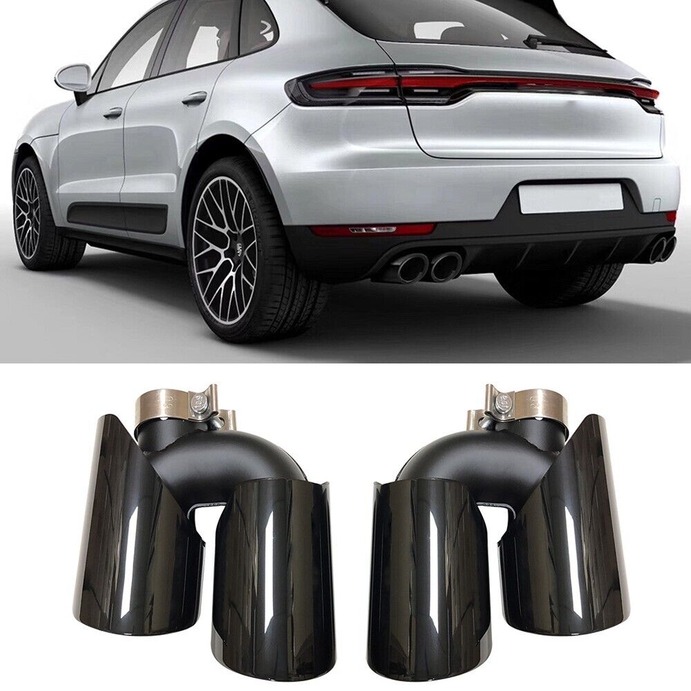 Black Tail Exhaust Pipes Tips GTS Muffler For Porsche Macan 2.0T Base 2019-23