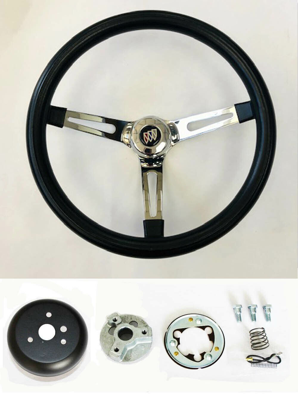 67 68 Buick Skylark Gran Sport Grant Black Chrome Spoke Steering Wheel 13 1/2