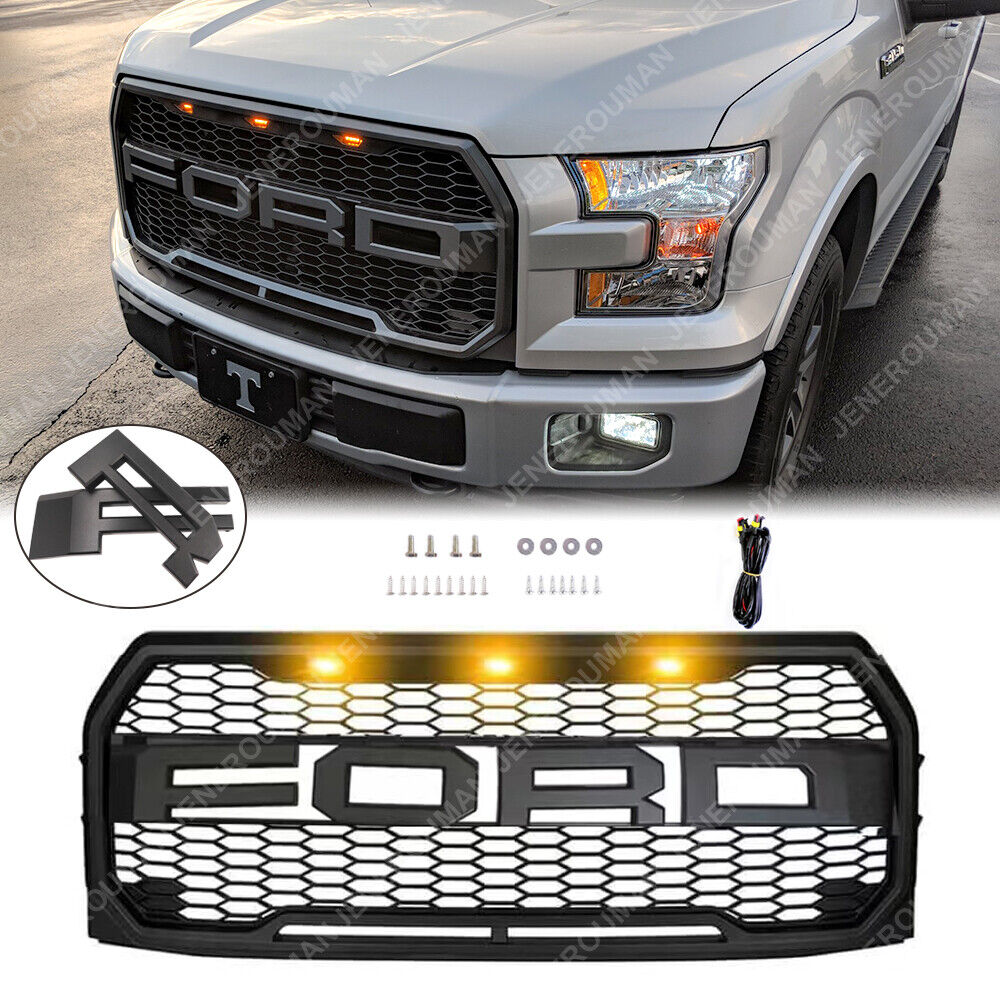 For 2015-2017 FORD F150 Grill Raptor style Front Bumper Grille Matte Black F-150