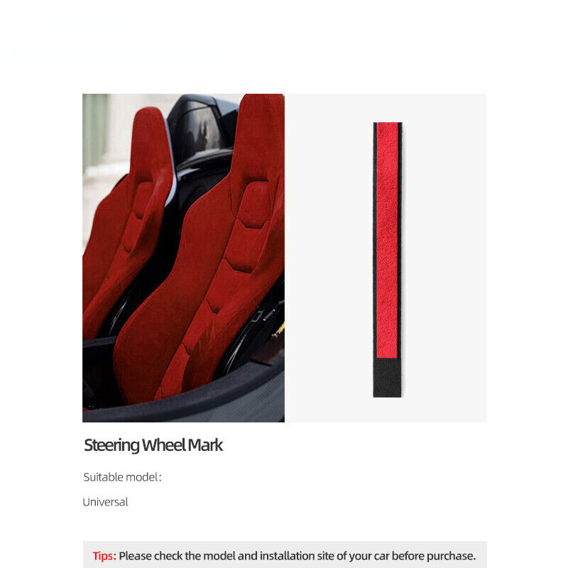 Suede Steering Wheel Top Marker for Tesla Model Y 3 X S Center Line Red Marking