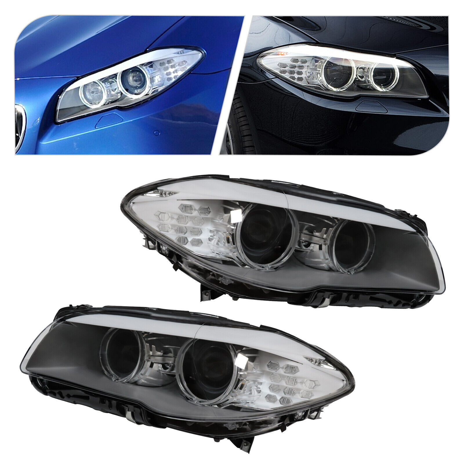 Xenon Headlights Pair For 2011-2013 BMW 5 series F10 550i 535i 528i LH+RH Side 