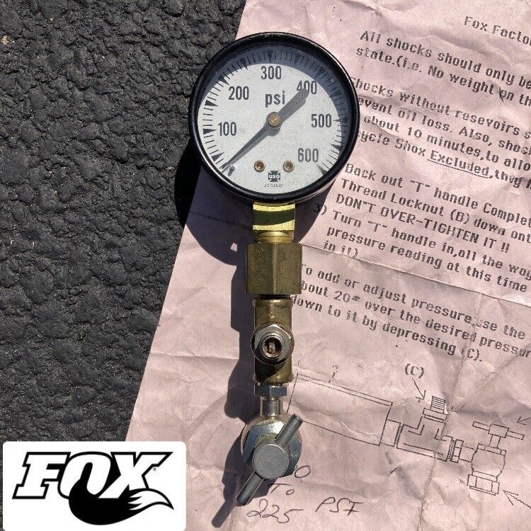 FOX Racing Shox 0-600psi Schrader Style Nitrogen Filler Gauge Fill Tool Shocks