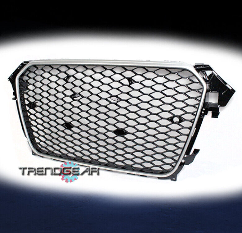 HONEYCOMB SPORT EURO RS4 HEX GRILLE BLACK/SILVER TRIM FOR 13-16 AUDI A4 S4 B8.5