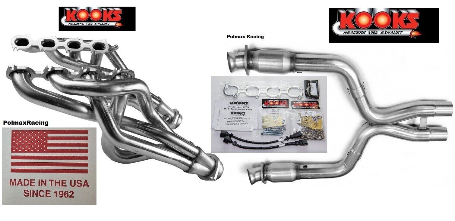 1-7/8'' stainless long tube headers / green catted x-pipe kit 07-10 Shelby GT500