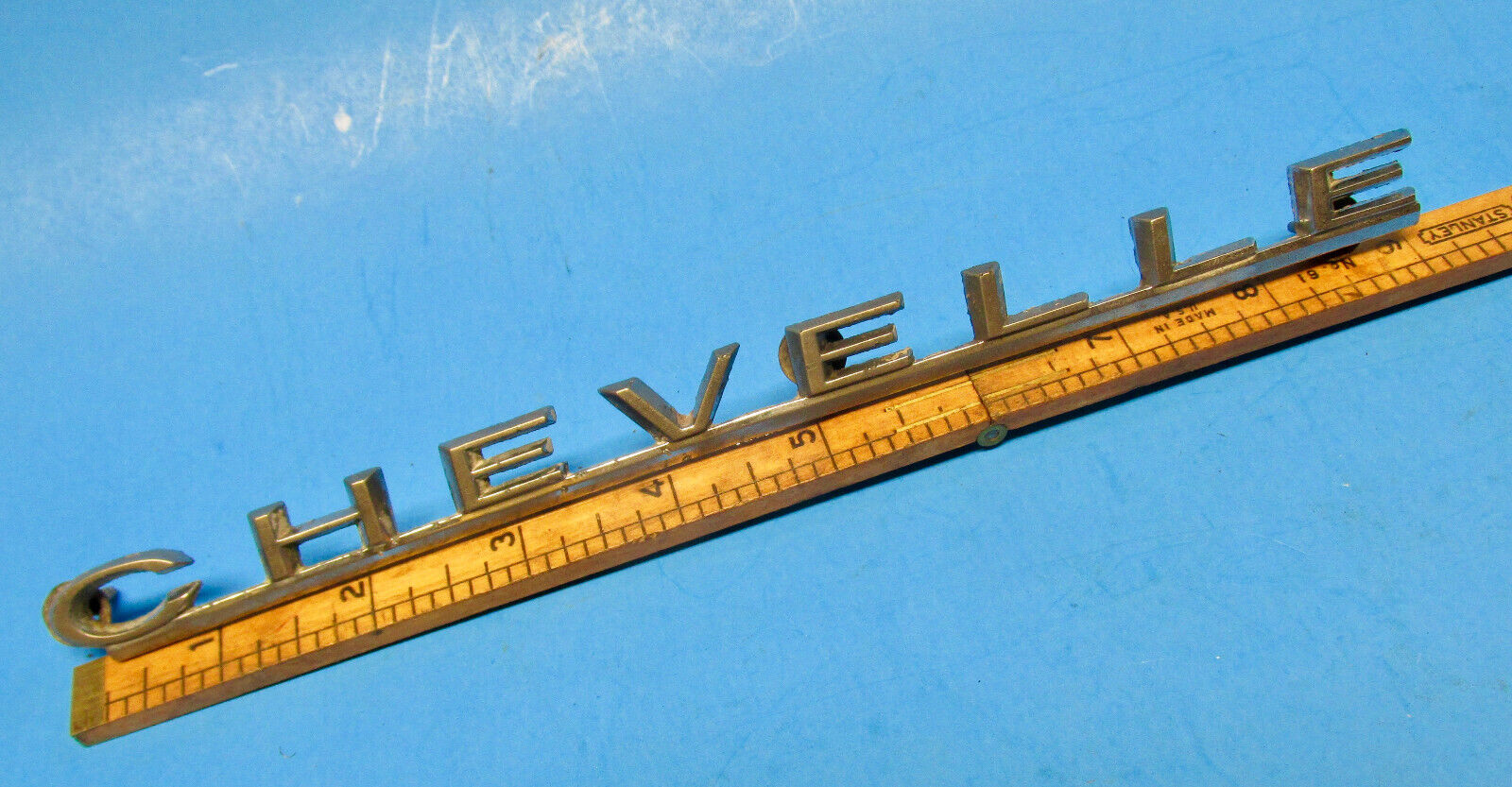 1967 Chevelle Hood Emblem, Script, Name Plate, Badge 3893924 Vintage Car Trim