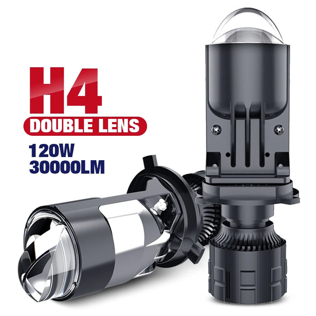 Mini H4 Laser Bi-LED Projector Hyperboloid Len 30000LM 120W Headlight Retrofit