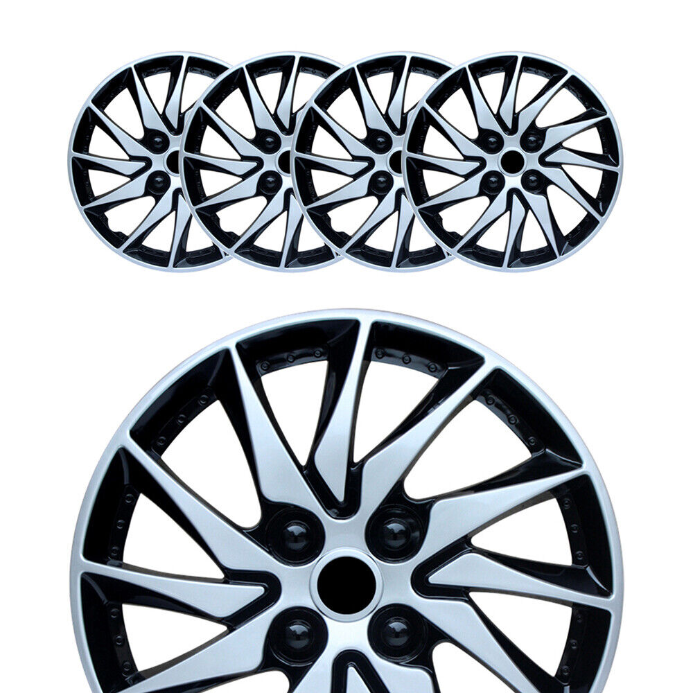 4PC Silver&Black Wheel Hub Covers fits R15 Rim, 15\