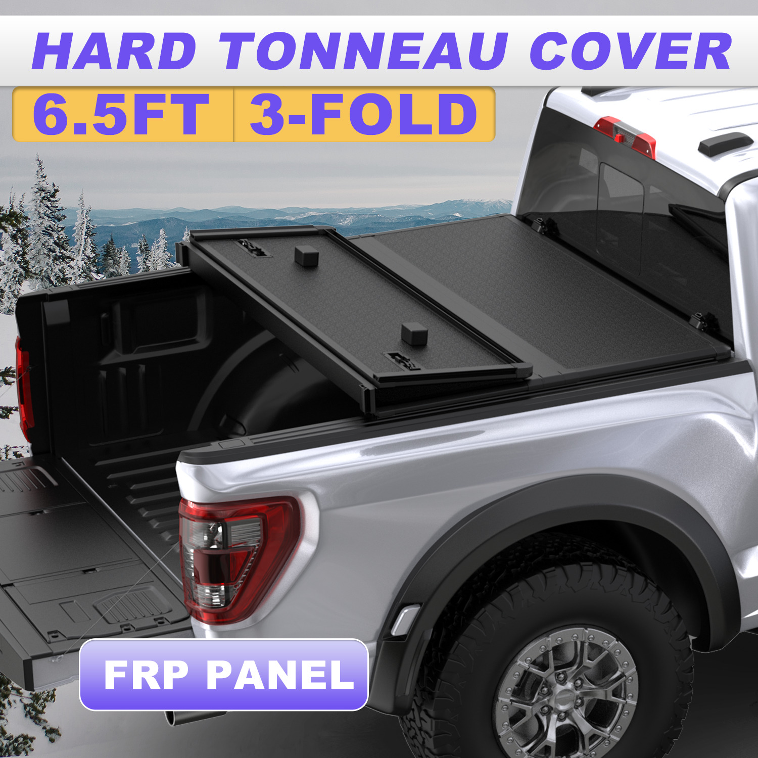 6.5FT FRP 3-Fold Hard Solid Bed Tonneau Cover For 2016-2024 Nissan Titan XD New