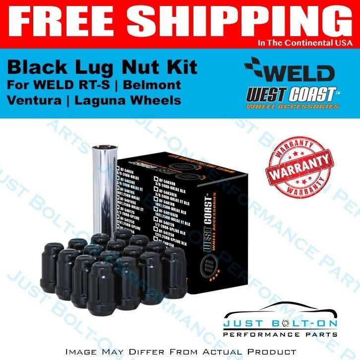For WELD RT-S / Belmont / Ventura / Laguna Black Lug Nut Kit 2015-2023 Mustang