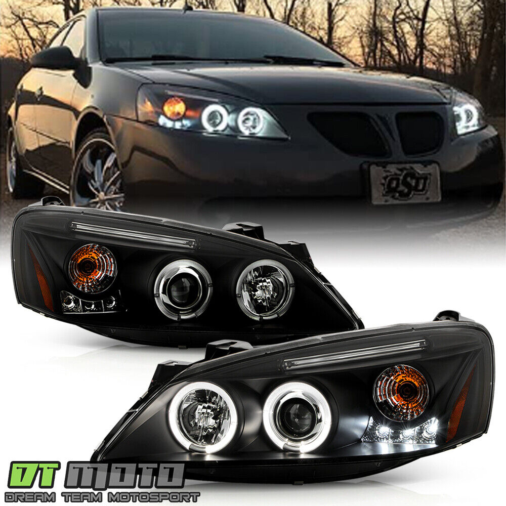 Blk 2005-2010 Pontiac G6 LED Halo Projector Headlights Lamps Left+Right 05-10
