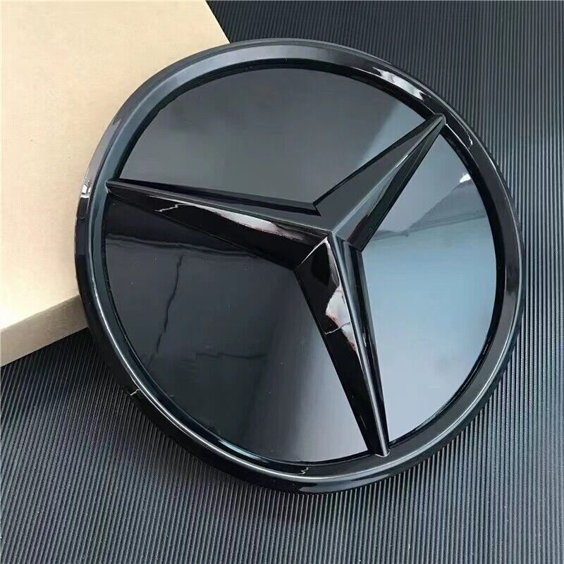 For Mercedes Benz E W213 Convex Star Mirror Glass Star Front Emblem Black 16-22