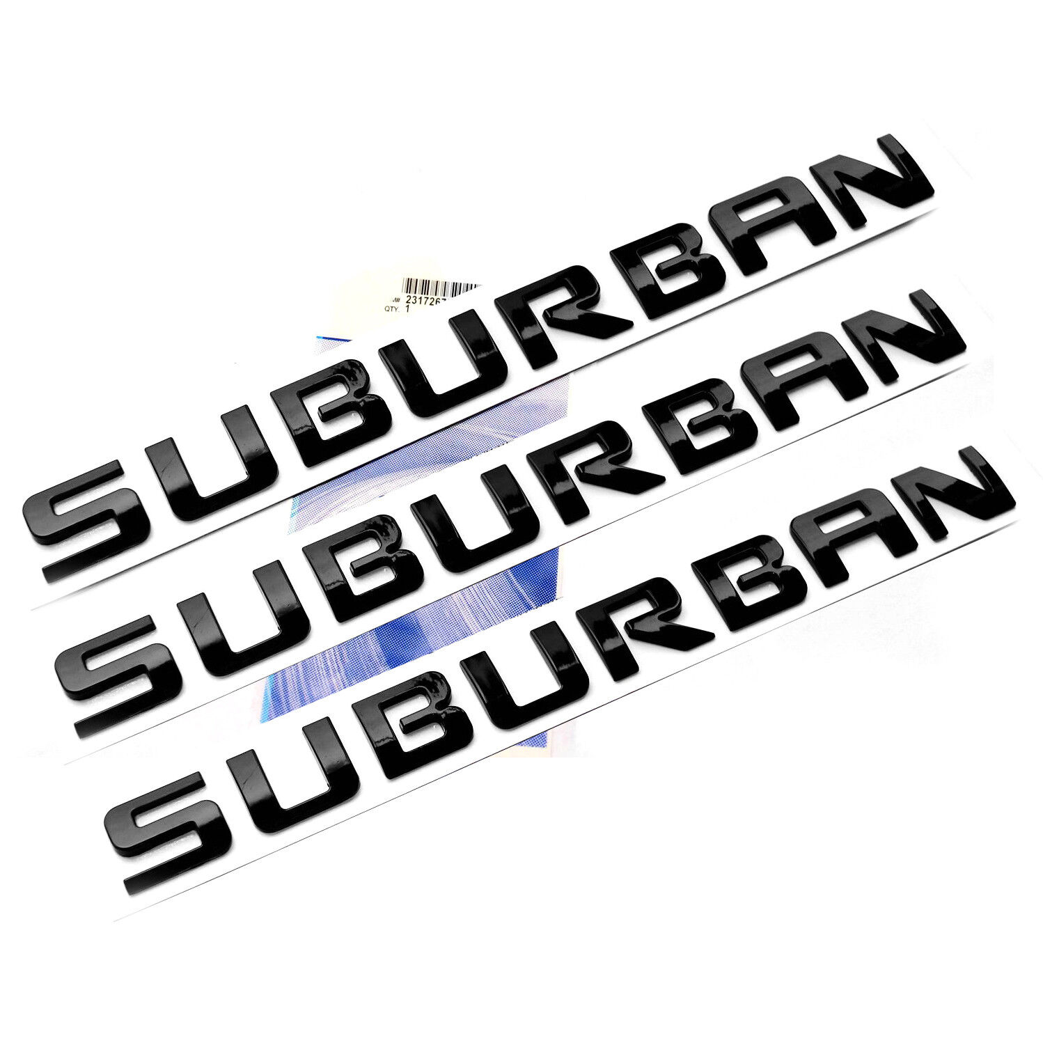 3x Black SUBURBAN Nameplate EMBLEMS 3D for GM Chevrolet Glossy Y