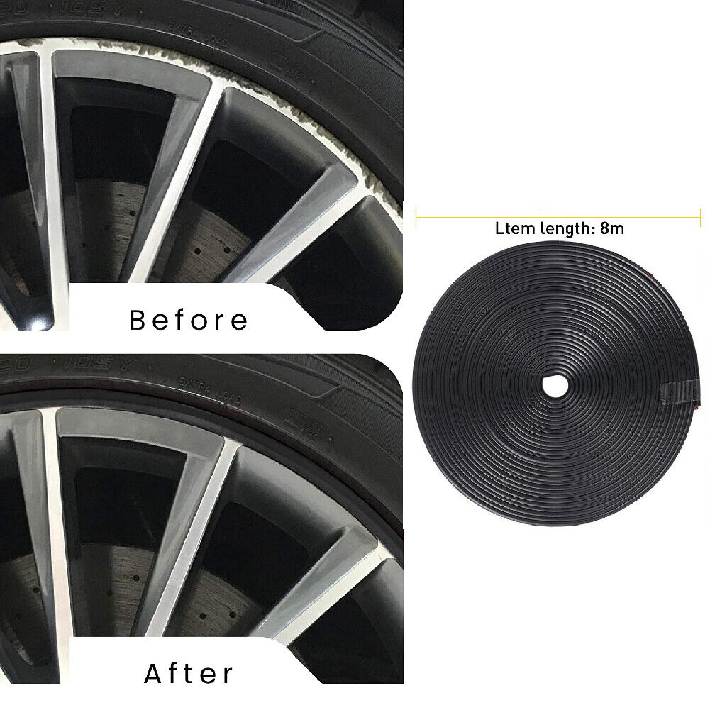 26FT Car Wheel Hub Rim Edge Protector Ring Tire Guard Sticker Line Rubber Strip