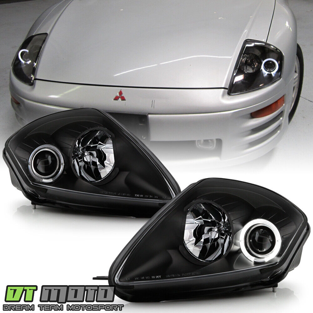 2000-2005 Mitsubishi Eclipse Black LED Halo Projector Headlights Headlamps Pair