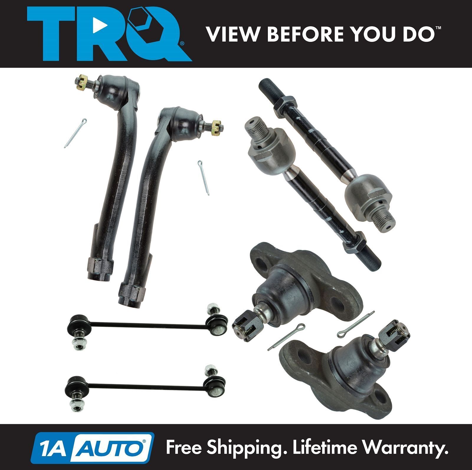 TRQ 8 Piece Kit Front LH RH Ball Joint Tie Rod Sway Bar Link for Rondo Optima