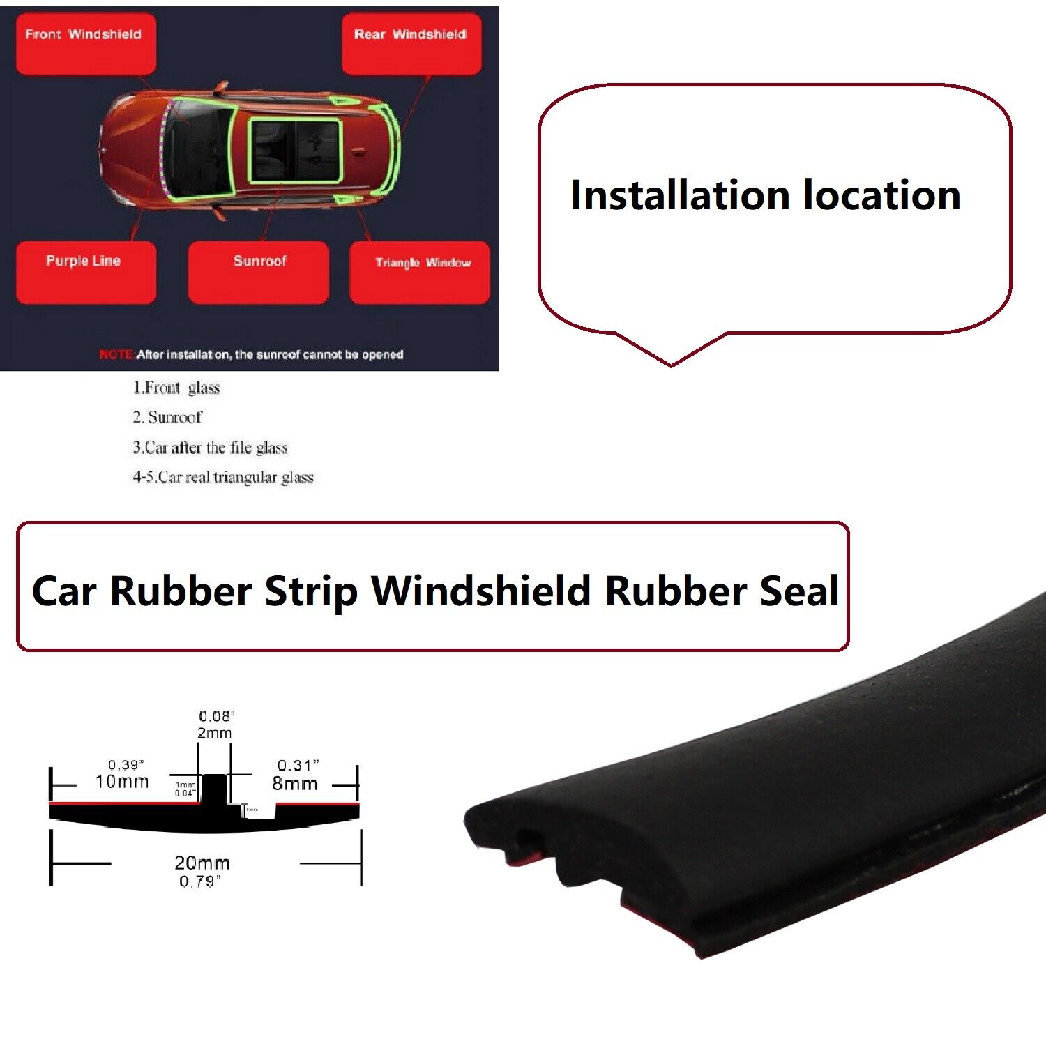 Rubber Seal Trim Prevent Water Leakage Windshield Sunroof Roof Top Window 144''