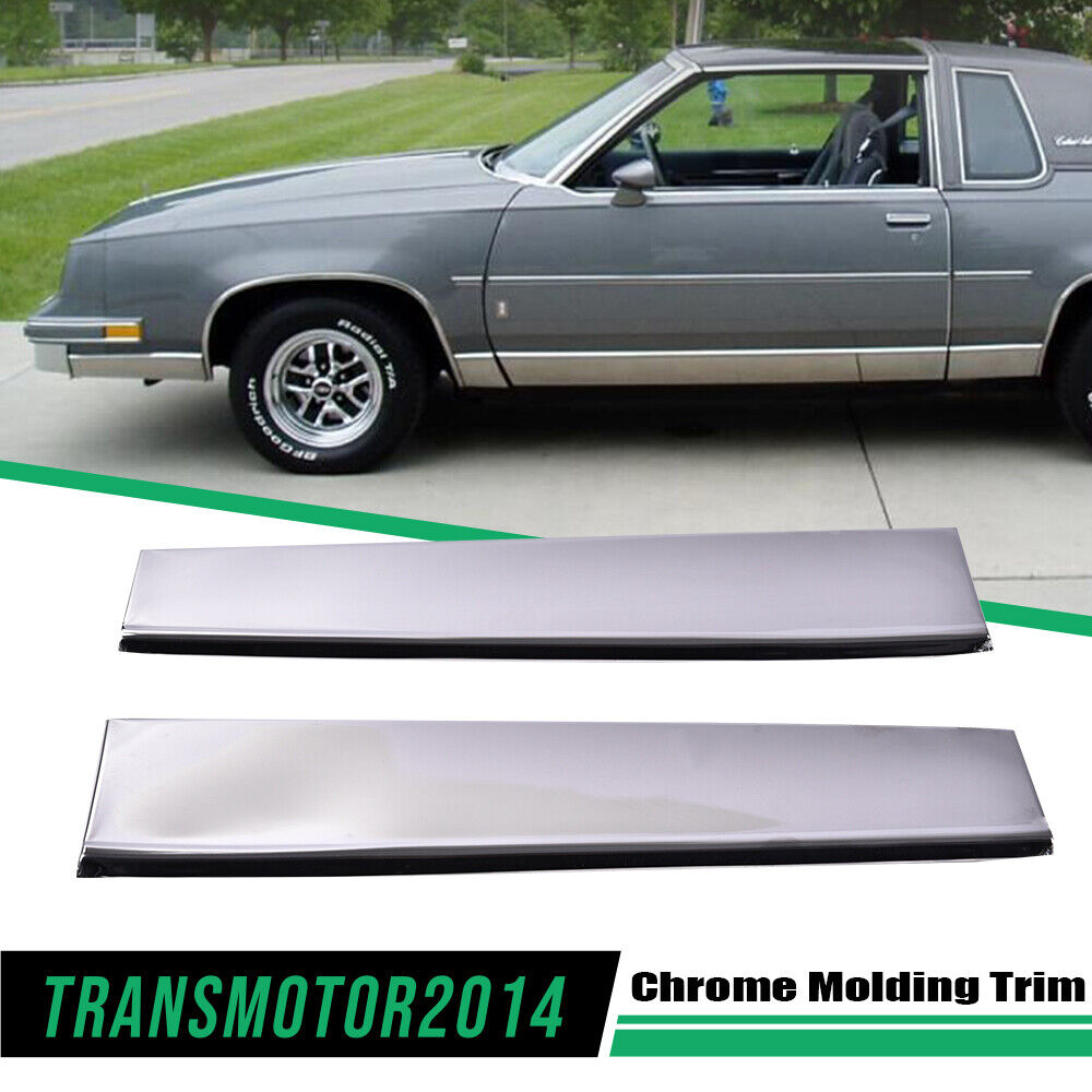 Pair Fit For 1981-1988 Cutlass Supreme Front Lower Fender Chrome Molding Trim