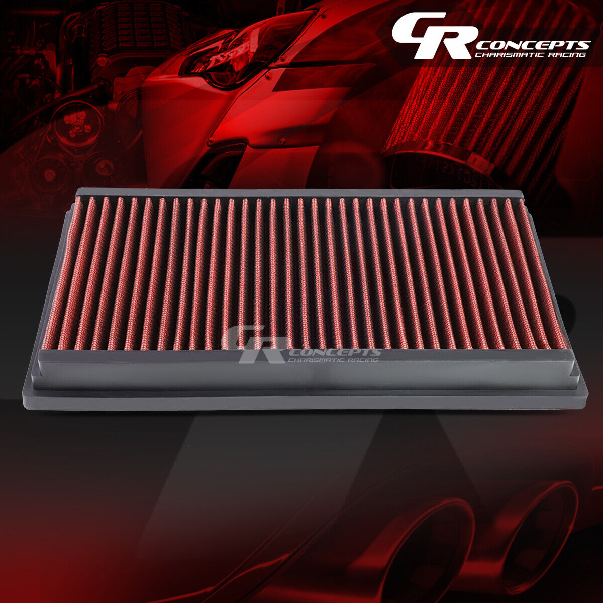 RED WASHABLE HIGH FLOW AIR FILTER PANEL FOR 2003-2017 JAGUAR S-TYPE/XJR/XJ/XFR