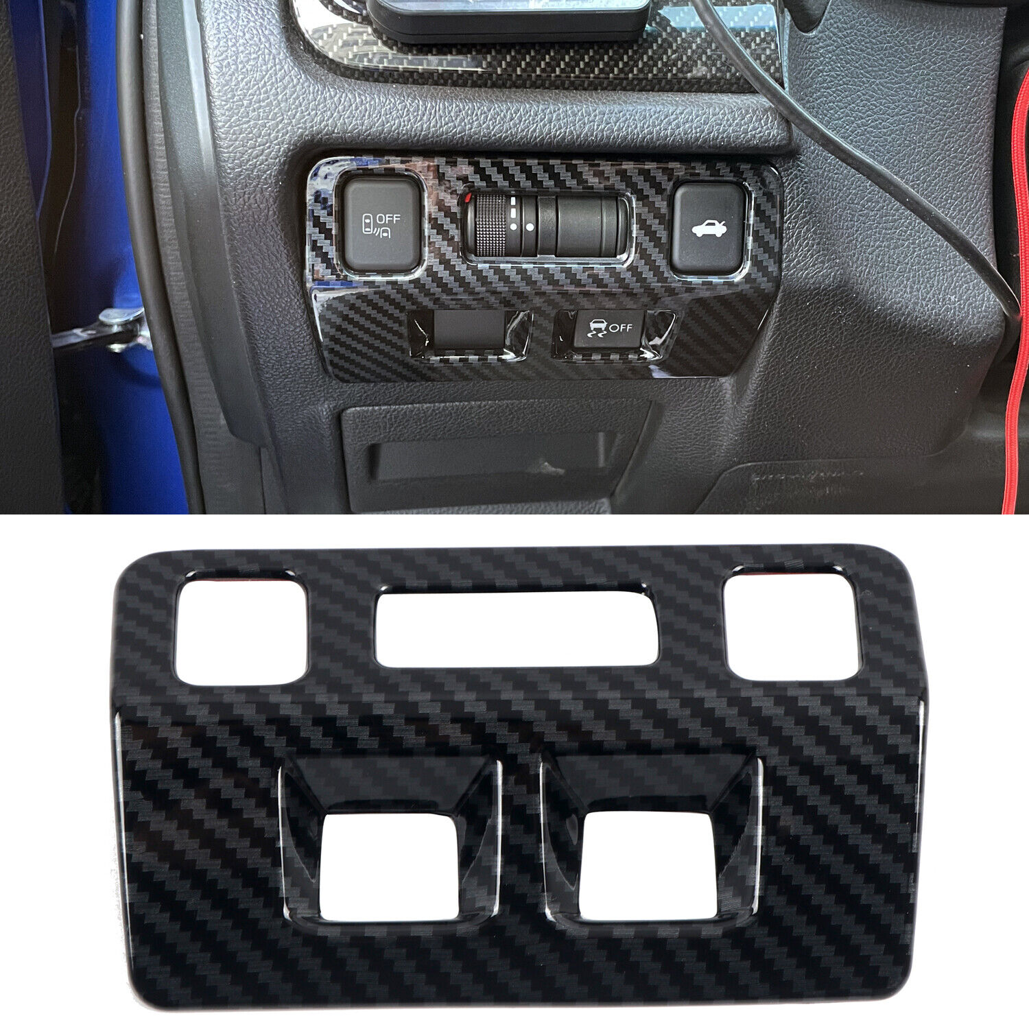 for Subaru WRX STi 2015-2020 Carbon Fiber Interior Head Light Switch Cover Trim