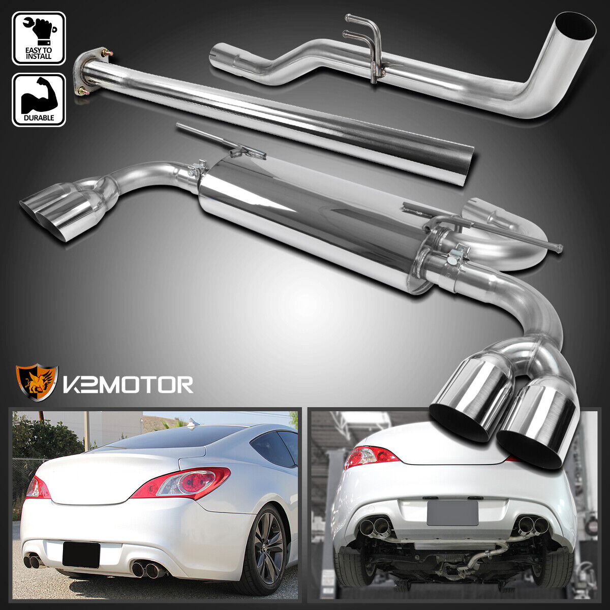 Fits 2009-2014 Hyundai Genesis Coupe 2L 2.0T SS Catback Exhaust Muffler System
