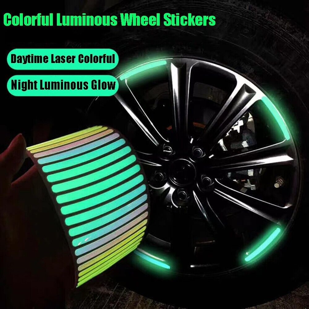 20/40x Laser Wheel Hub Luminous Sticker Car Wheel Hub Tire Rim Reflective Strips