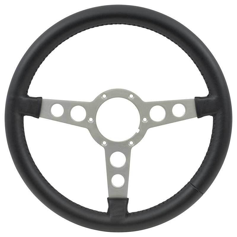 1969-76 Firebird Formula - Black Leather Steering Wheel with Silver Center