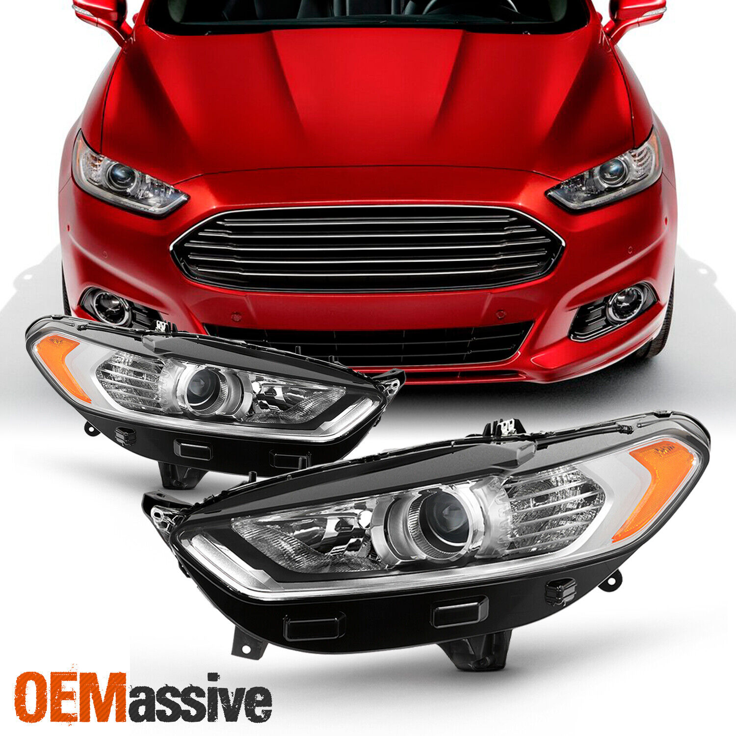 For 2013-2016 Ford Fusion Projector Headlights Left+Right light Lamps 13 14 15