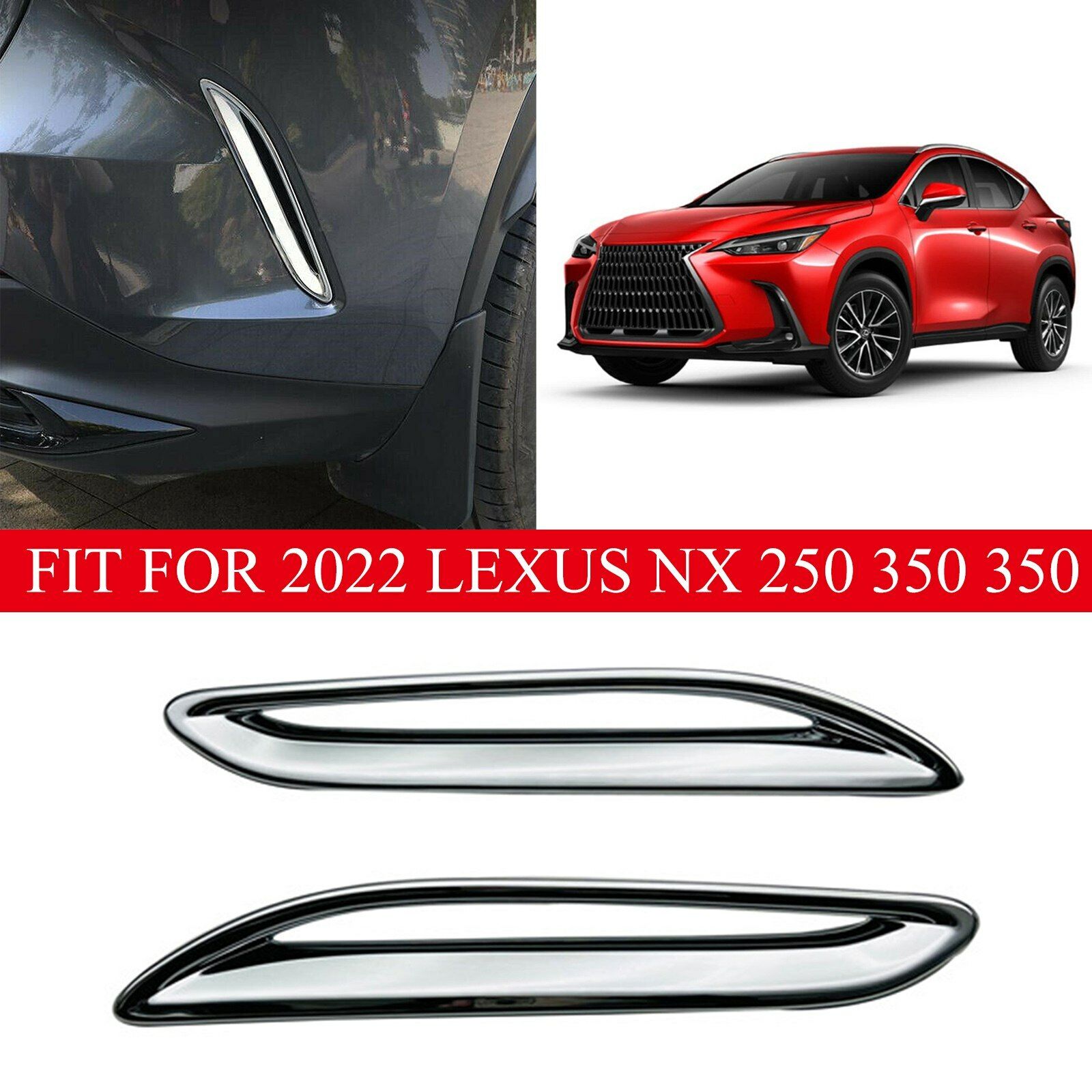 Pair Chrome Rear Side Air Inlet Cover ABS Trim For Lexus NX 250 350 350h 2022 