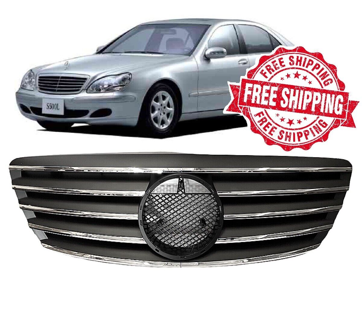 For Mercedes Benz S Class W220 03-06 S500 S600 S55 AMG Grille Black And Chrome