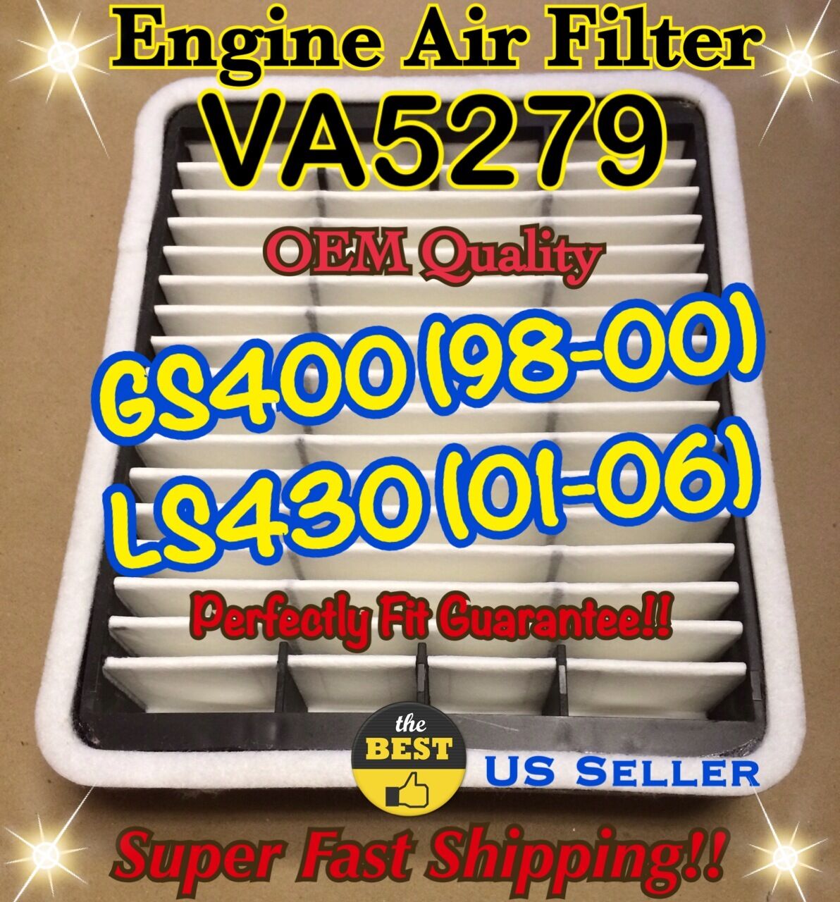 VA5279 GS400(98-00) LS430(01-06) OEM Quality Air Filters Perfect Fit & Fast Ship