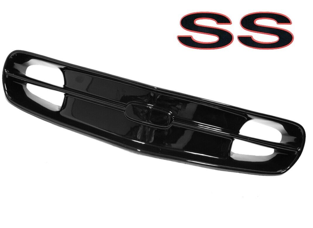 1998-2002 Camaro SS SLP Style Gloss Black Front Bumper Grille & Red SS Emblem