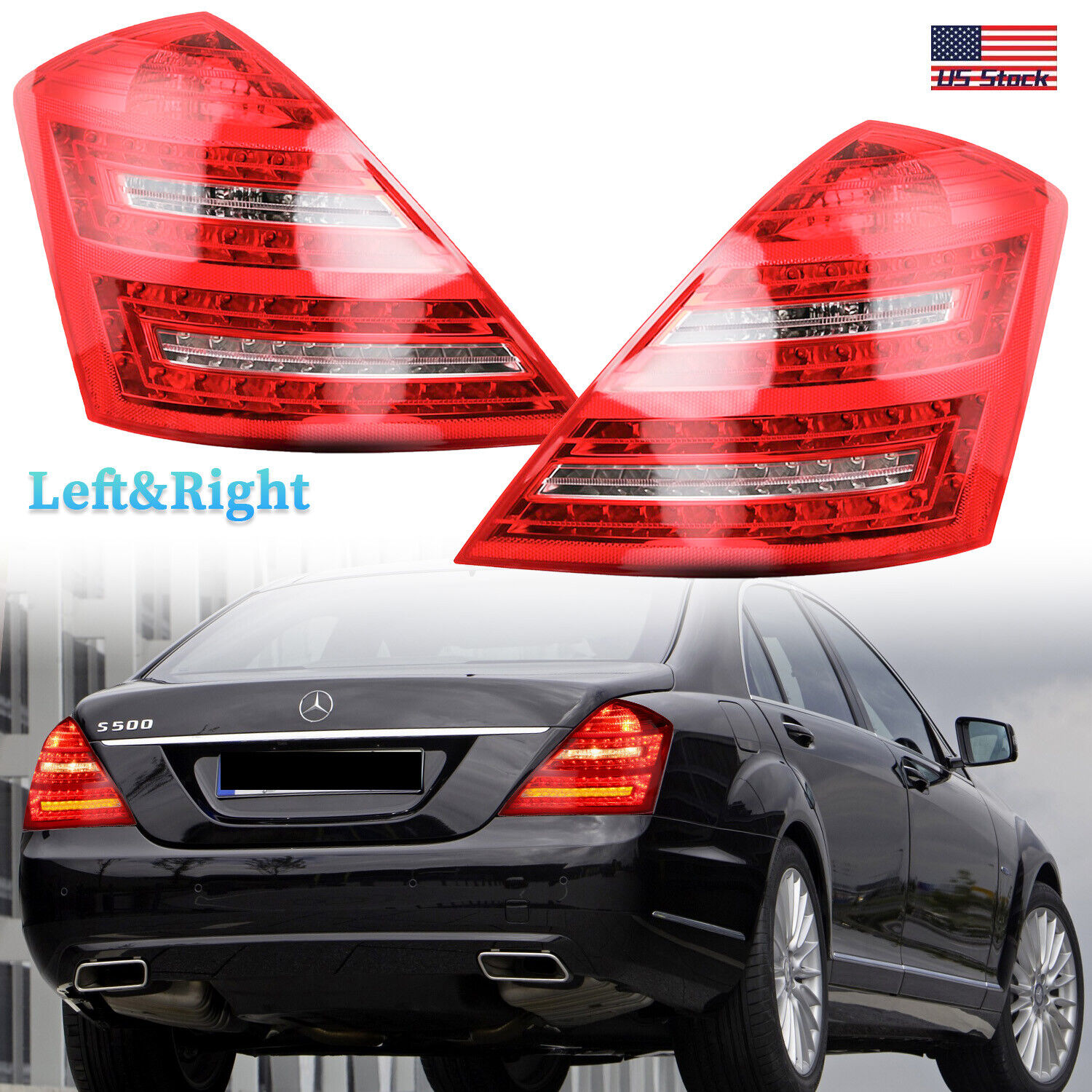 LH+RH Side Tail Lights For 2010 2011 2012 2013 Mercedes Benz W221 S600 S63 AMG