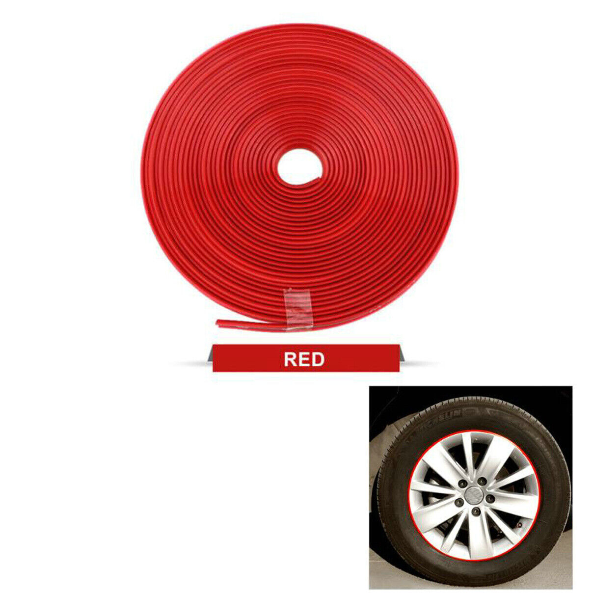 26Ft Rubber Car Wheel Hub Rim Edge Protector Ring Tire Guard Sticker Line Strip