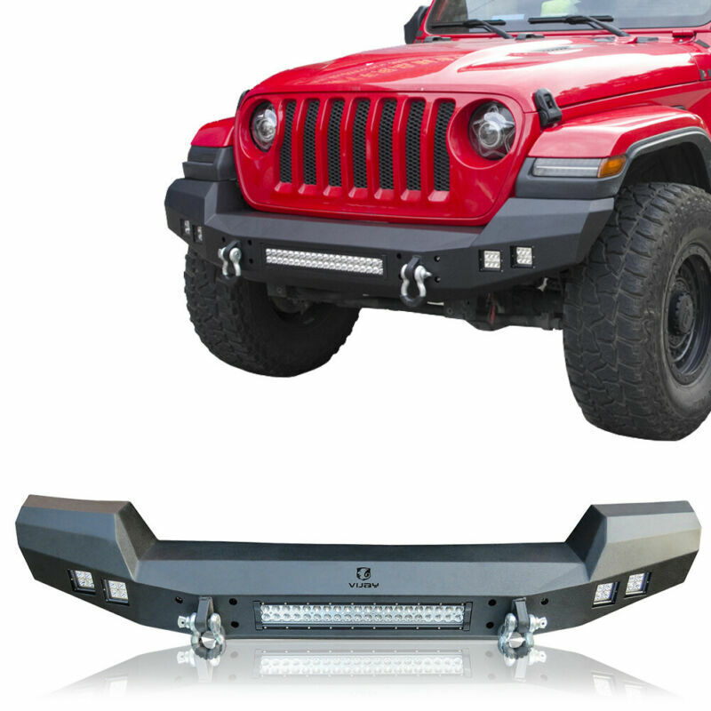 For 2018-2024 Jeep Wrangler JL Front or Rear Bumper with D-Rings and LED Lights