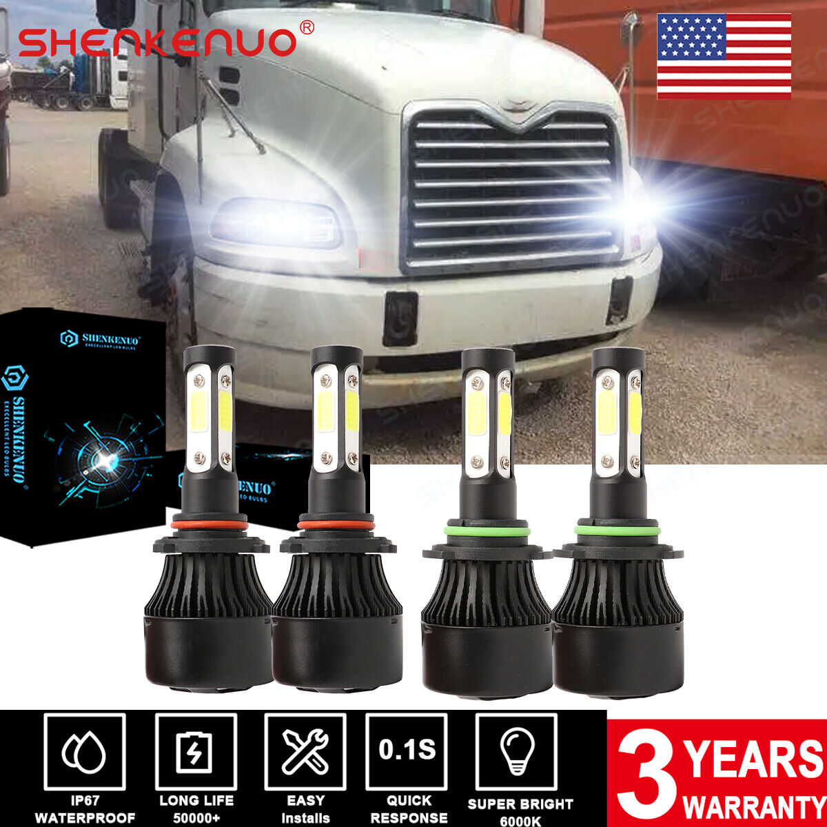 For MACK Vision CX CXN Truck 1998-2015 LED Headlight Bulbs High & Low Beam 4x