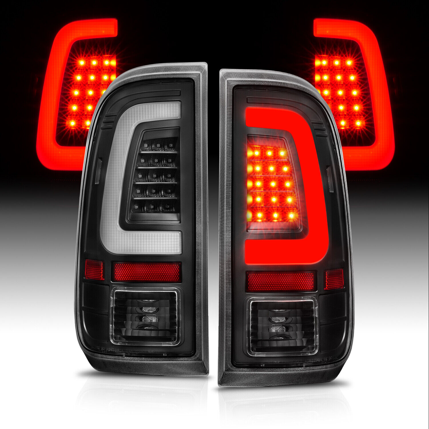 Fit 2008-2016 Ford F250 F350 F450 SD SuperDuty LED Tube Black Tail Lights Lamps