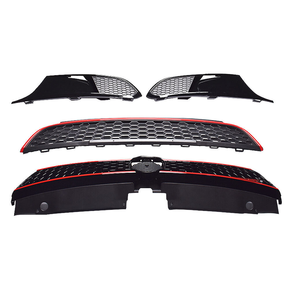 For VW Jetta MK6 GLI Style 11-2014 Front Upper Lower Grille Red Trim With Bezel