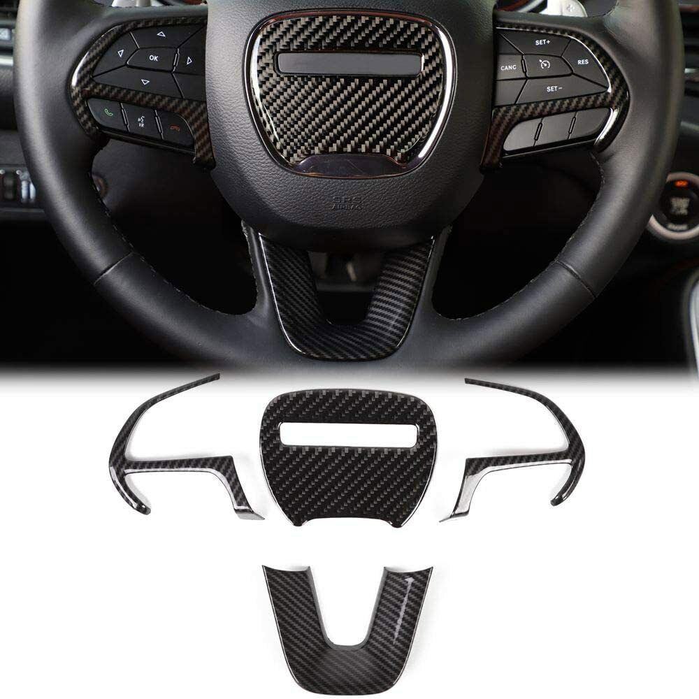 Steering Wheel Cover Trim Decor For 2015-23 Dodge Challenger Charger Accessories