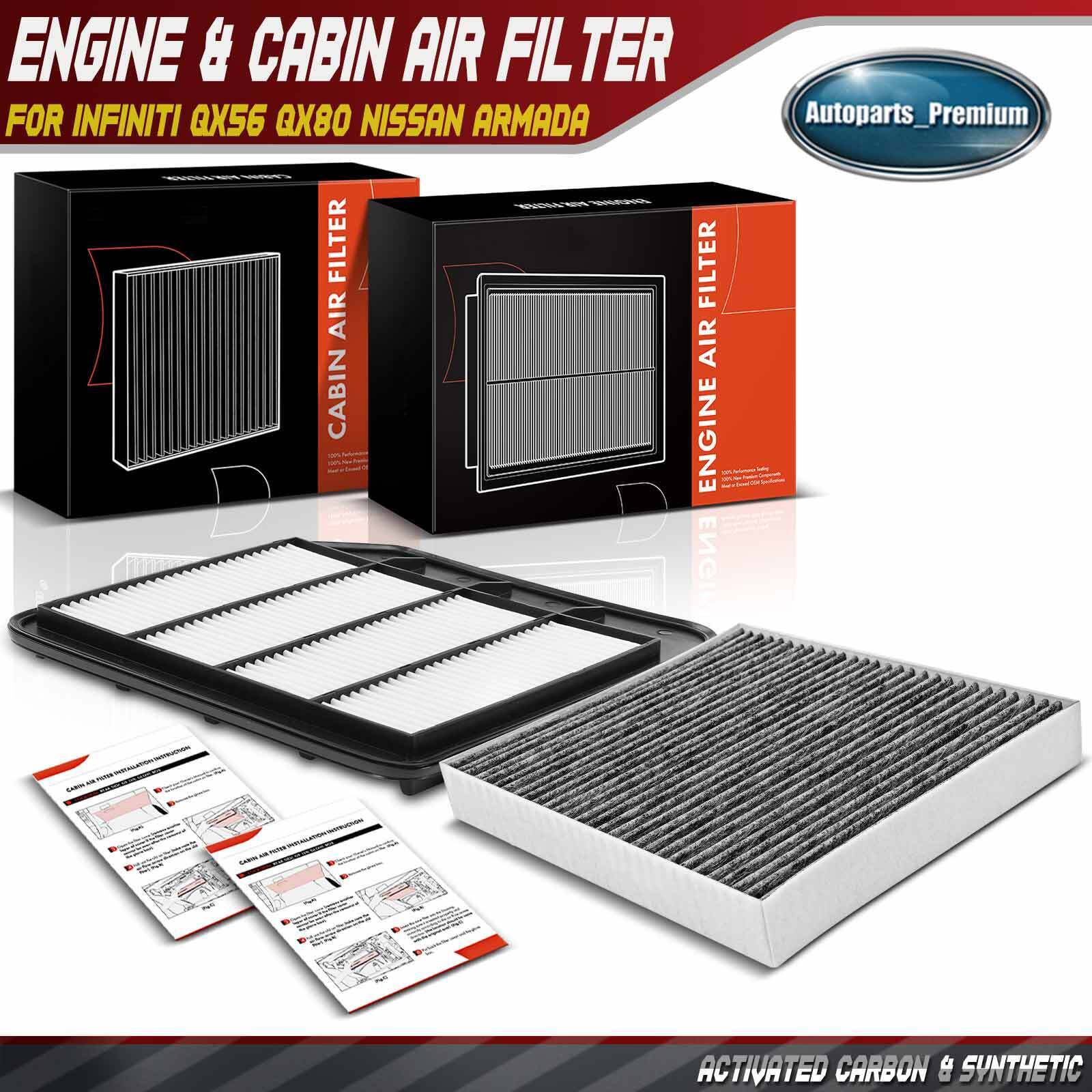 1x Engine & 1x Activated Carbon Cabin Air Filter for INFINITI QX56 Nissan Armada