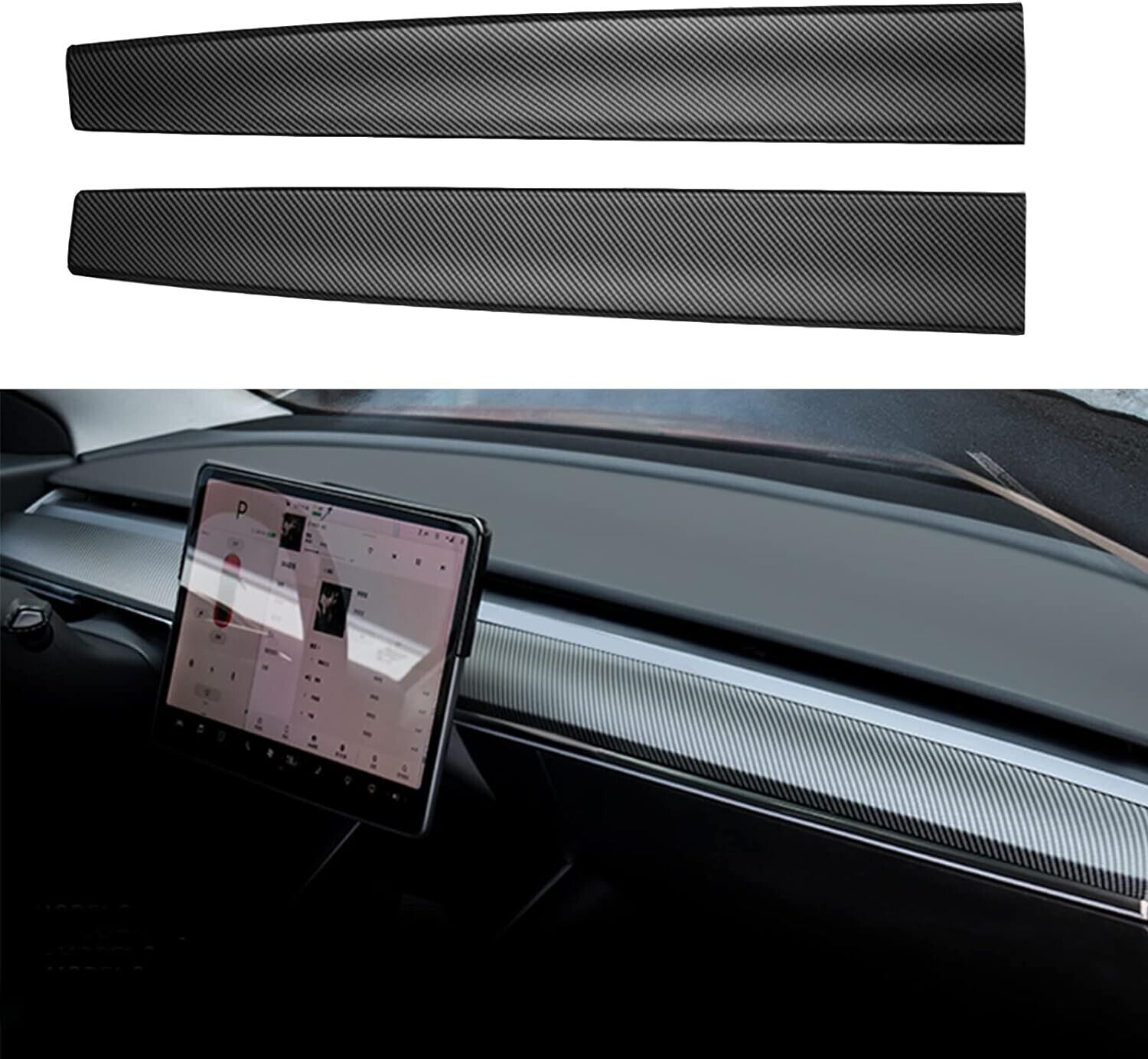 Dashboard Matte Carbon Fiber Penal Cover 2017-2023 Tesla Model 3/Y EASY INSTALL