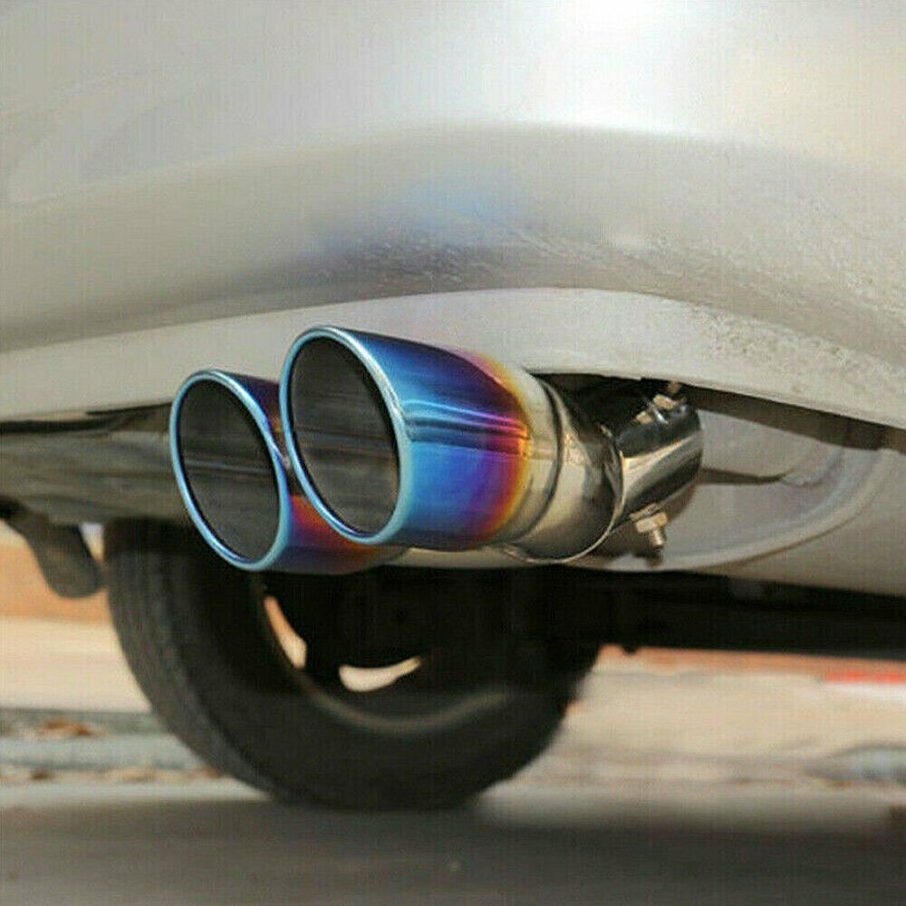Auto Blue Dual Exhaust Pipe Tailpipe Stainless Steel Tail Muffler Tip Throat US