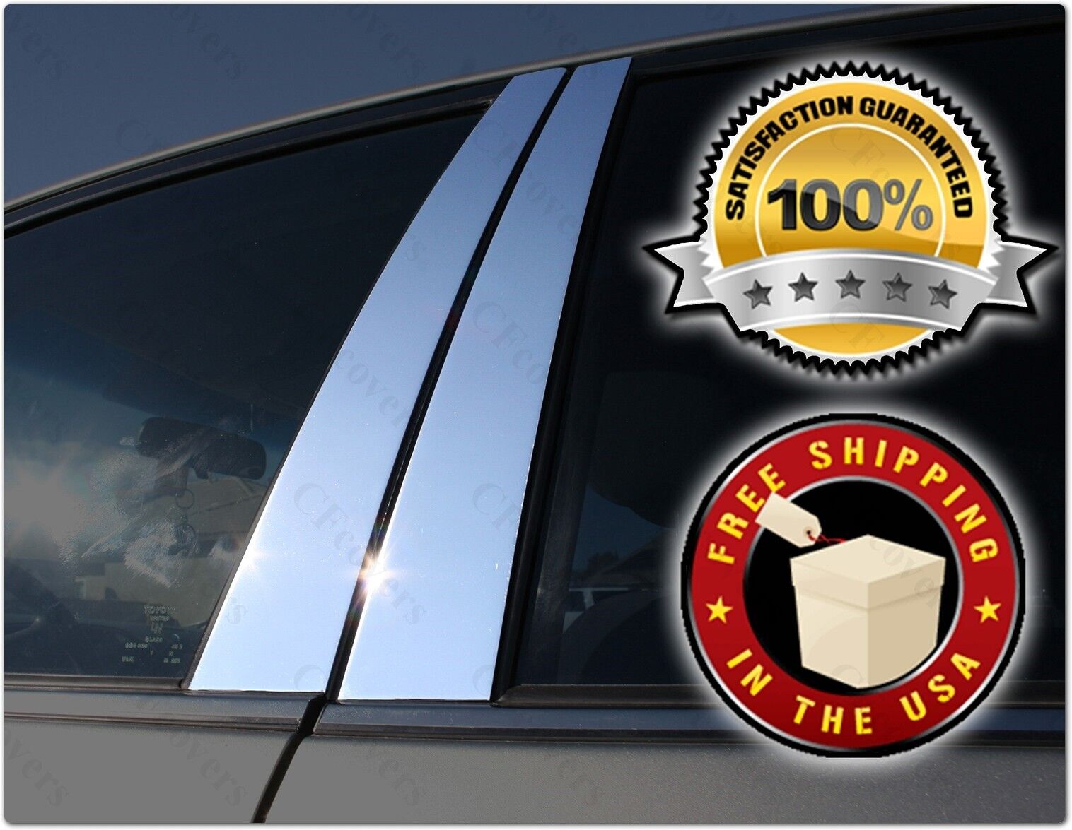 CHROME Pillar Posts for Chrysler PT Cruiser 00-12 6pc Set Door Trim Mirrored Kit