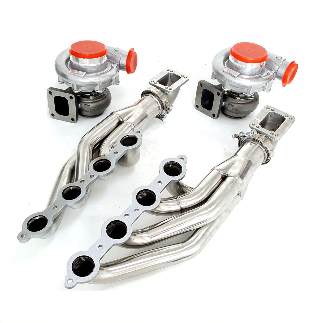 FOR Small Block LS1 LS6 LSX T4 AR.80/.81 Twin Oil Turbos+Exhaust Headers+Elbows