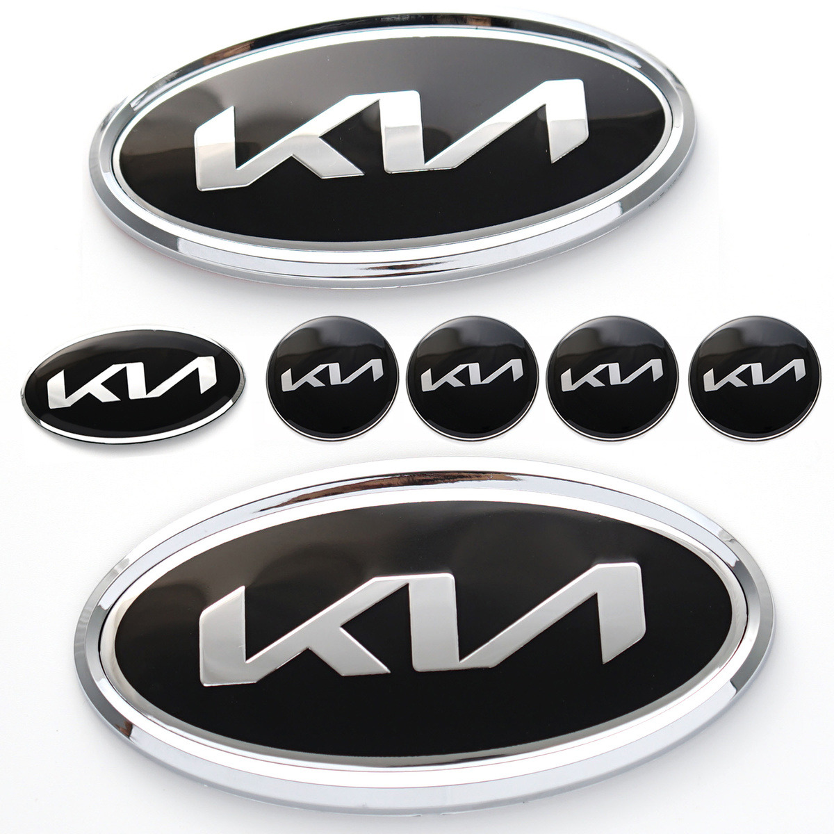 7pcs Front Hood Rear Trunk Emblem Steering Wheel Hub Center 3D Sticker for Kia