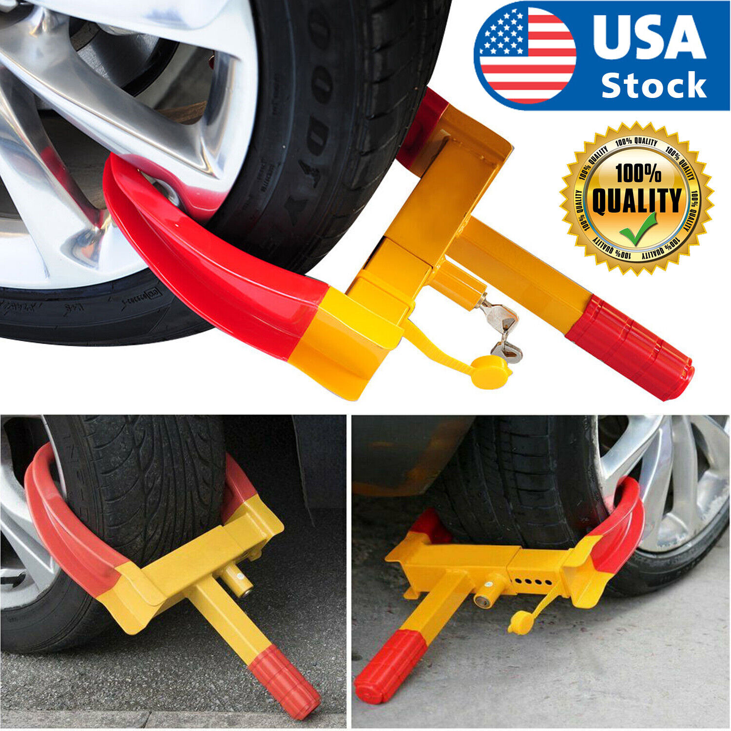 USA Anti Theft Wheel Lock Clamp Boot Tire Claw Trailer Auto Car Truck Towing