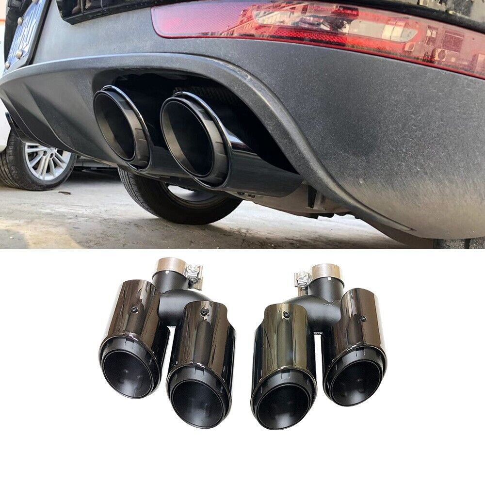 Black Exhaust Tips Muffler Pipes Sport For Porsche Macan Base 2.0T 2015-2018