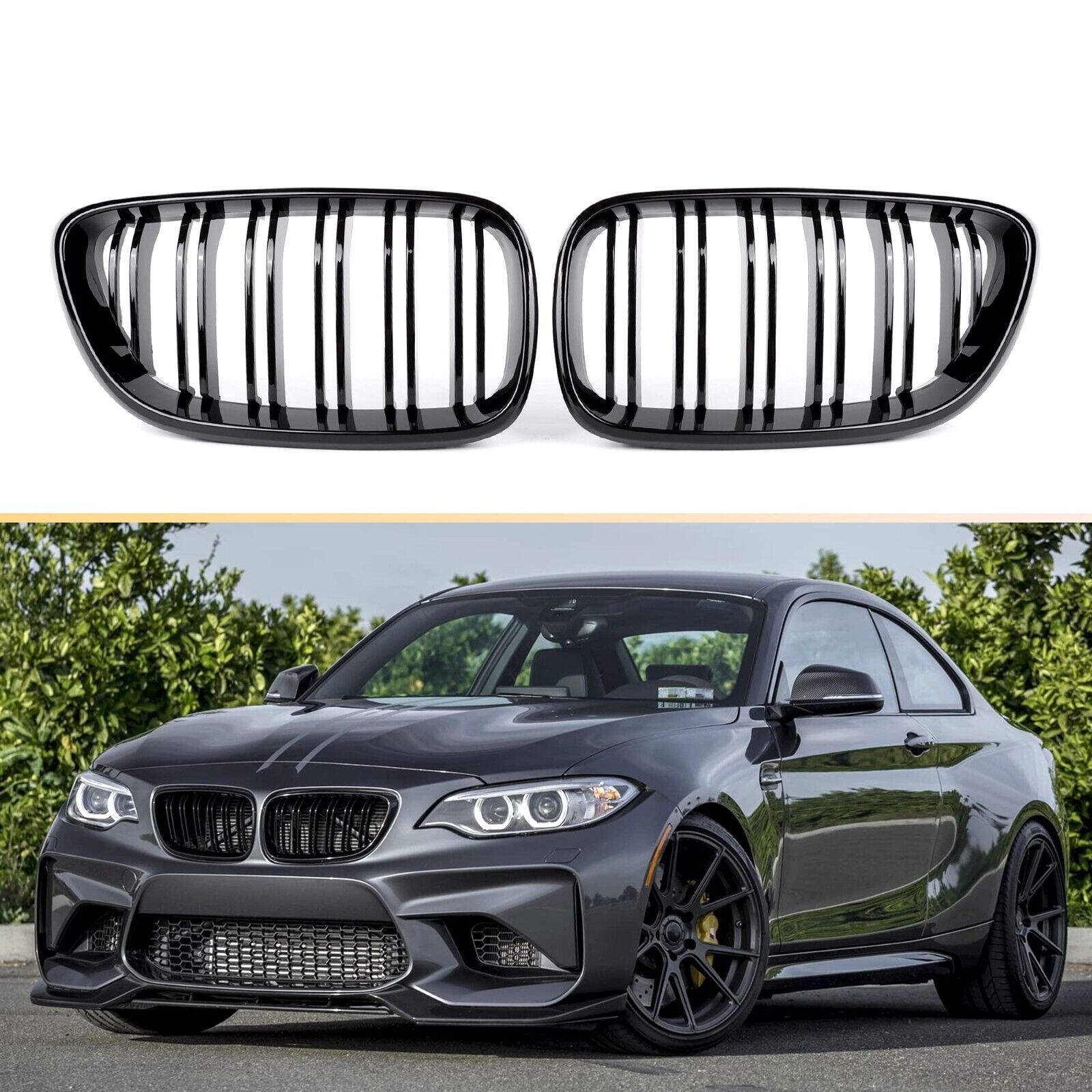 M Style Front Kidney Grille grill 14-20 BMW 2 Series F22 F23 F24 220i 230i M240i
